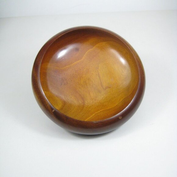 Handcrafted Vintage Wooden Bowl 6 Diameter Round Decor Dish Mid Century - Picture 6 of 11